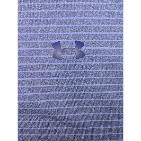 Under Armour Mens HeatGear Loose Fit Striped Polo Large Purple - Picture 6 of 7